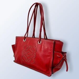 Red Loewe Anagram Tote Bag